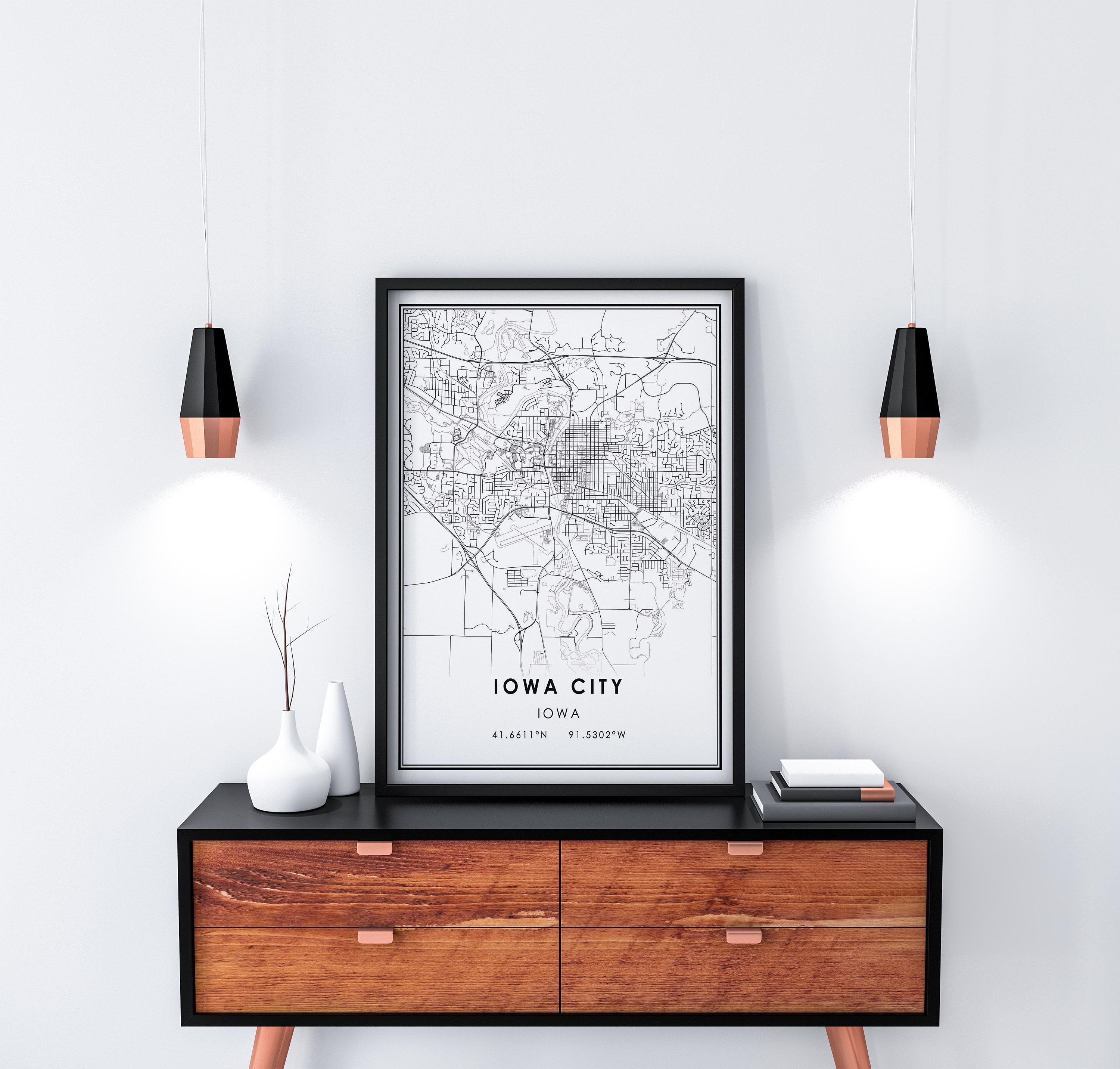 Iowa City Map Print Poster Canvas Iowa Map Print Poster - Etsy