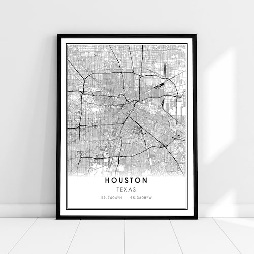 Houston City Map Minimalist Map Houston Print Houston - Etsy