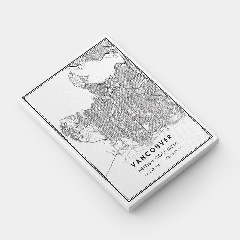Vancouver map print poster canvas | British Columbia map print poster canvas | Vancouver city map print poster canvas image 4