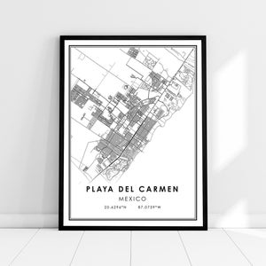 Playa Del Carmen map print poster canvas | Mexico map print poster canvas | Playa Del Carmen city map print poster canvas