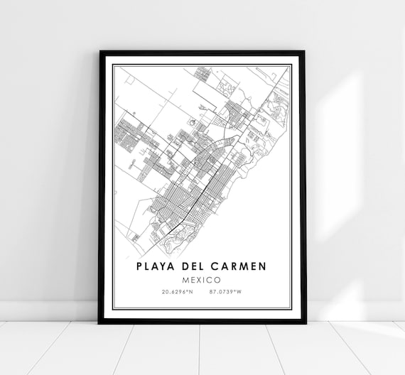 Playa Del Carmen map print poster canvas | Mexico map print poster canvas | Playa Del Carmen city map print poster canvas
