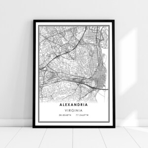 Alexandria map print poster canvas | Virginia map print poster canvas | Alexandria city map print poster canvas