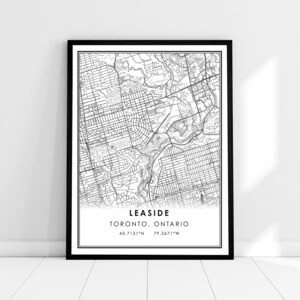 Leaside map print poster canvas | Ontario map print poster canvas | Leaside city map print poster canvas