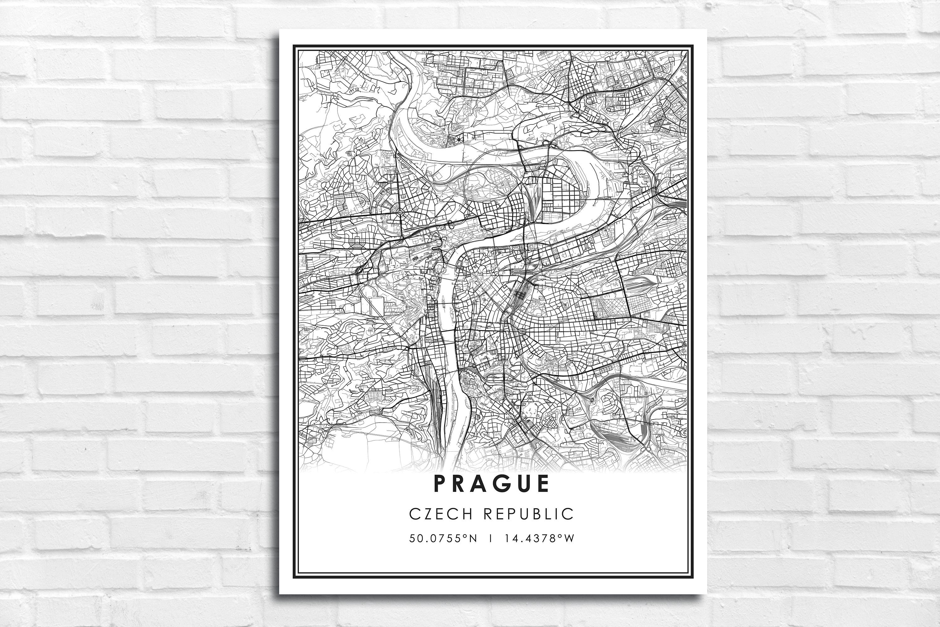 Prague map print poster canvas Prague city map print poster | Etsy