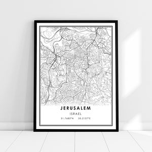 Jerusalem map print poster canvas | Israel map print poster canvas | Jerusalem city map print poster canvas