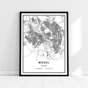 Mosul map print poster canvas | Iraq map print poster canvas | Mosul city map print poster canvas