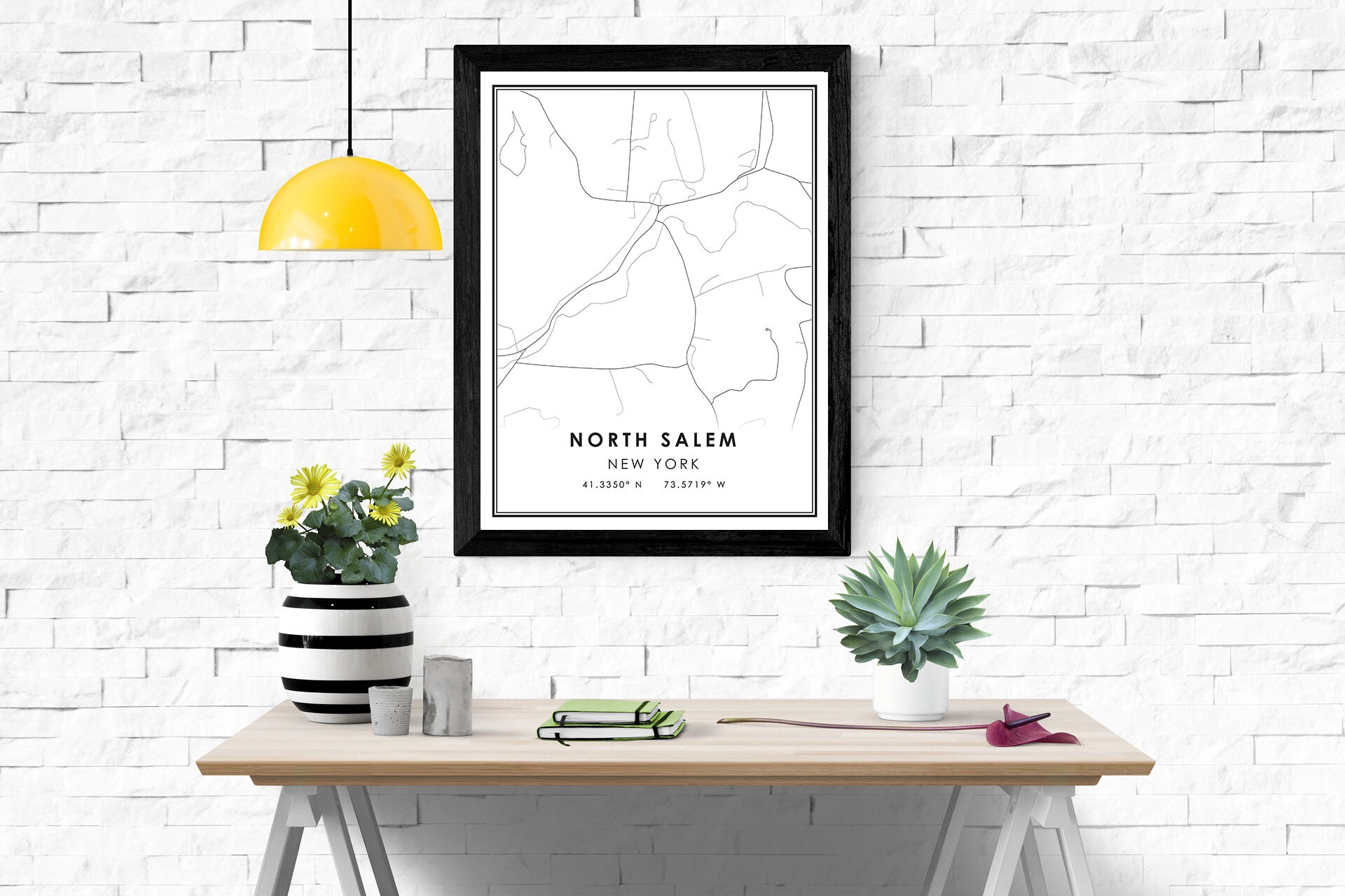 North Salem map print poster canvas New York map print Etsy