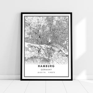 Hamburg map print poster canvas | Germany map print poster canvas | Hamburg city map print poster canvas