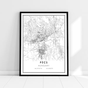 Pecs map print poster canvas | Hungary map print poster canvas | Pecs city map print poster canvas