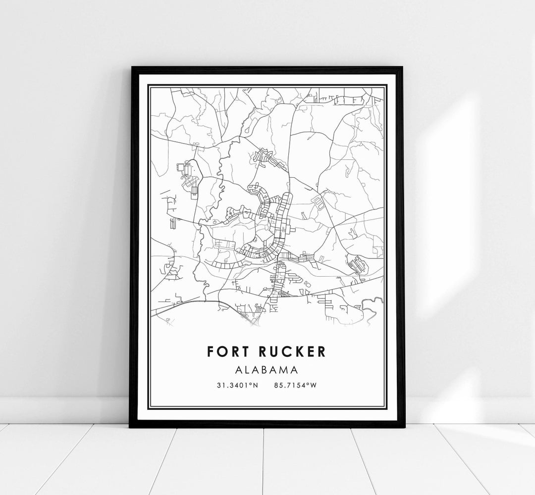Fort Rucker Alabama Map Print Poster Canvas Fort Rucker City Map Print