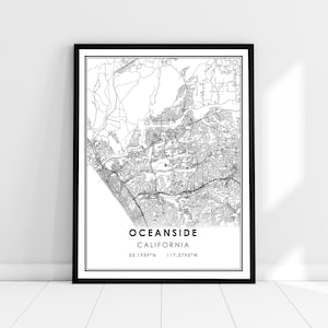 Oceanside map print poster canvas | California map print poster canvas | Oceanside city map print poster canvas