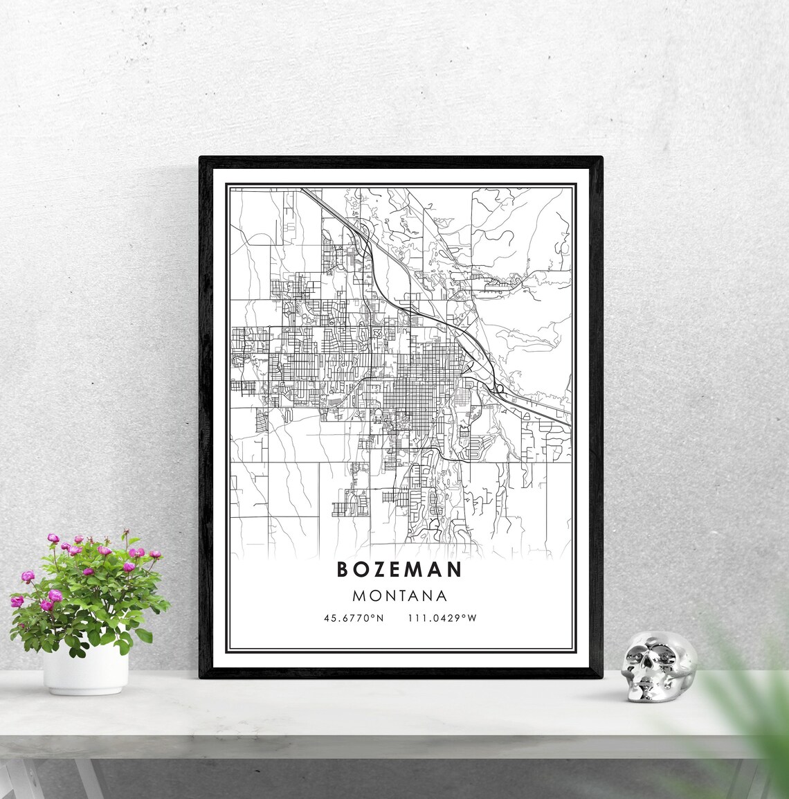 Bozeman map print poster canvas Bozeman Montana Street map | Etsy