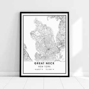 Great Neck New York map print poster canvas | Great Neck city map print poster canvas