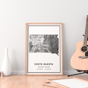 South Dakota Map Print Poster Canvas | South Dakota Road Map Print ...
