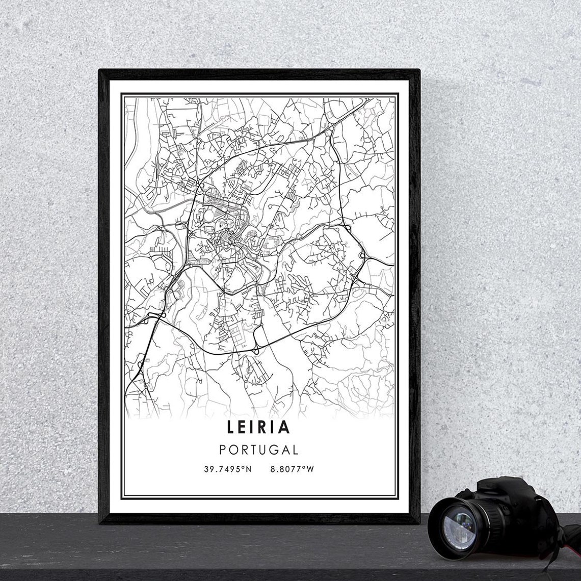 Leiria map print poster canvas Leiria Portugal Street map Etsy