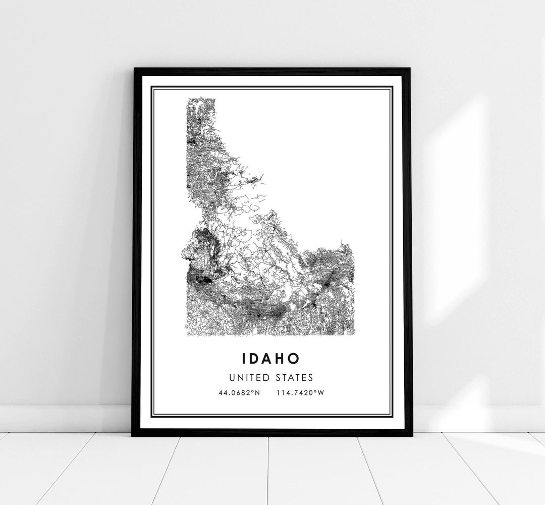 Idaho United States Map Print Poster Canvas | Idaho United States Road ...
