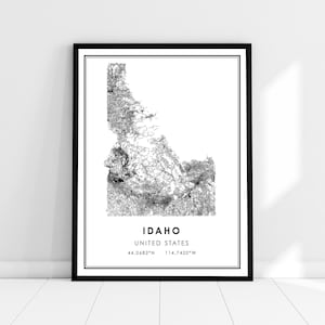Idaho United States map print poster canvas | Idaho United States road map print poster canvas