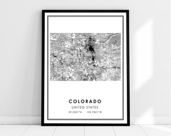 Colorado United States  map print poster canvas | Colorado  United State road map print poster canvas