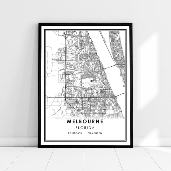 Melbourne map print poster canvas | Florida map print poster canvas | Melbourne city map print poster canvas