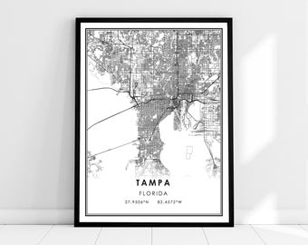Tampa map print poster canvas | Florida map print poster canvas | Tampa city map print poster canvas