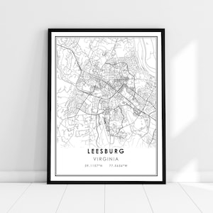 Leesburg map print poster canvas | Virginia map print poster canvas | Leesburg city map print poster canvas