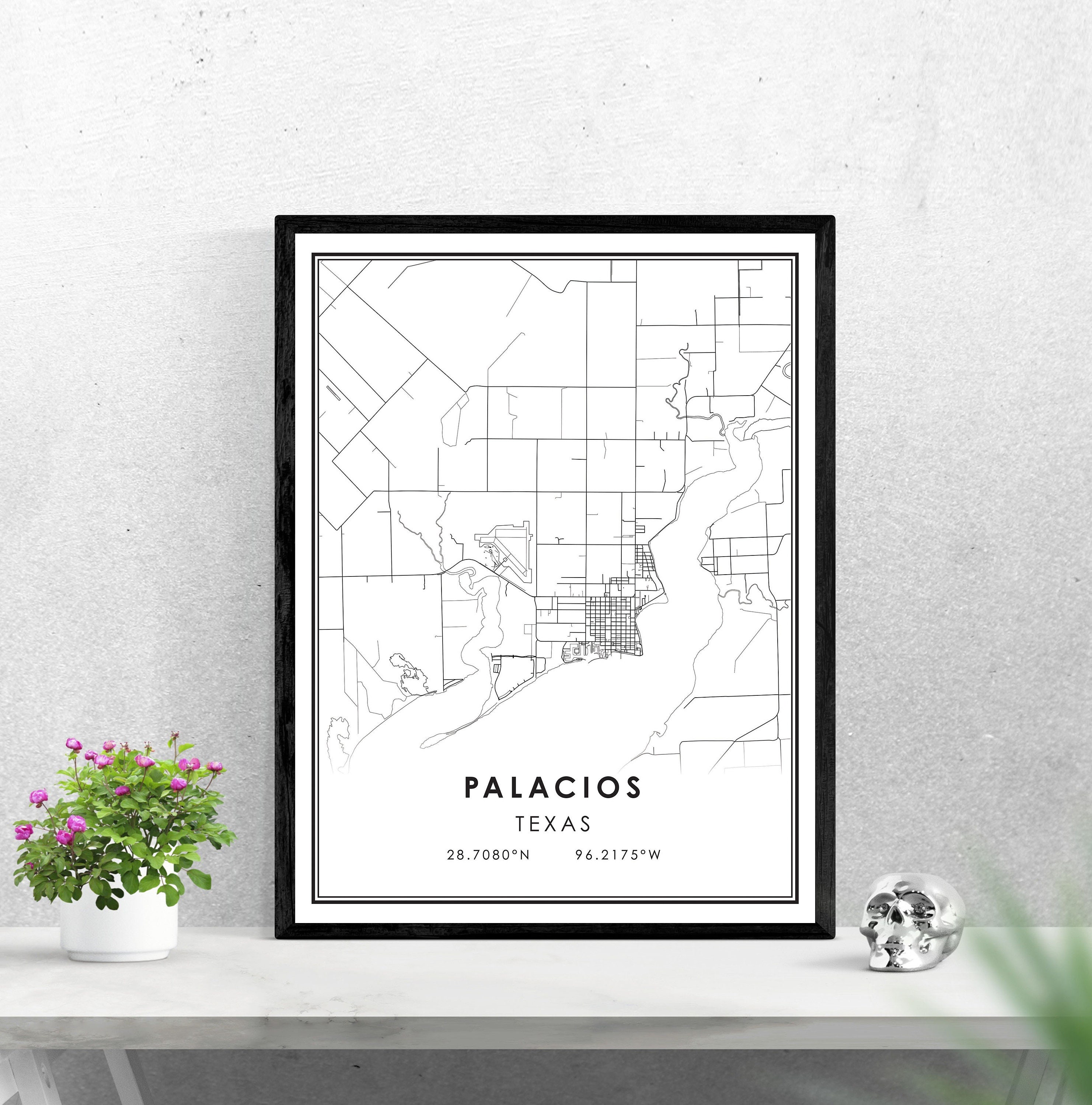 Palacios map print poster canvas Palacios Texas Street map Etsy