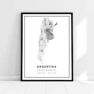 Argentina country map print poster canvas | South America Country road map print poster canvas