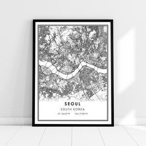 Seoul map print poster canvas | South Korea map print poster canvas | Seoul city map print poster canvas