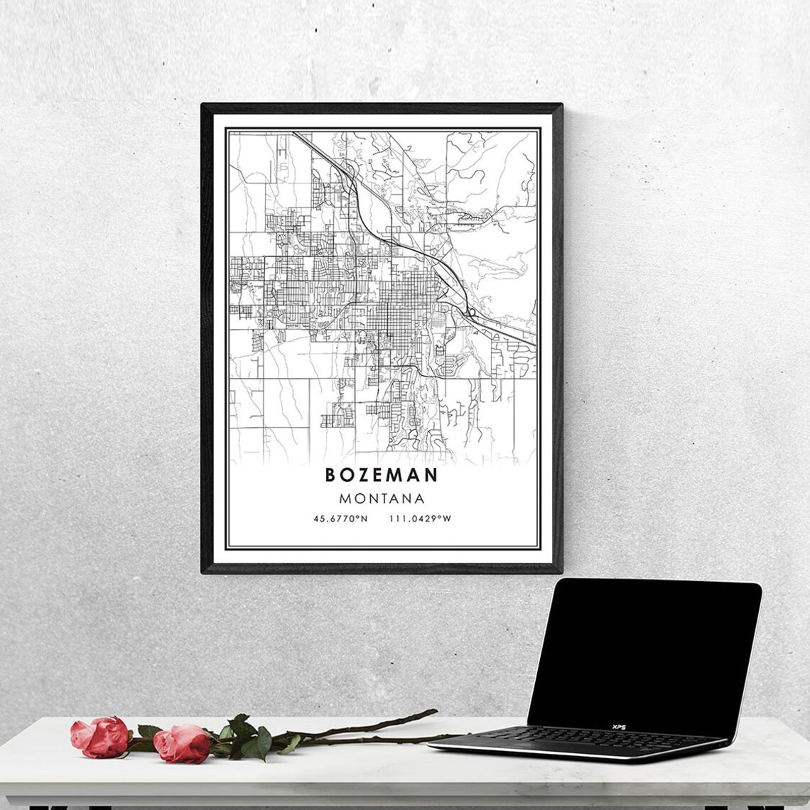 Bozeman map print poster canvas Bozeman Montana Street map | Etsy