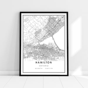| d’affiche imprimée sur la carte de Hamilton Carte de l’Ontario imprimer la toile de l’affiche | Carte de la ville de Hamilton imprimer la toile de l’affiche