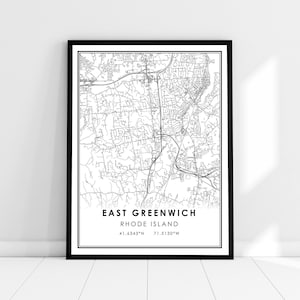 East Greenwich map print poster canvas | Rhode Island map print poster canvas | East Greenwich city map print poster canvas