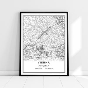 Vienna map print poster canvas | Virginia map print poster canvas | Vienna city map print poster canvas