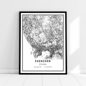 Shenzhen map print poster canvas | China map print poster canvas | Shenzhen city map print poster canvas