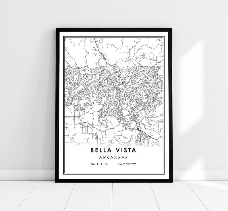 Bella Vista map print poster canvas | Arkansas map print poster canvas | Bella Vista city map print poster canvas