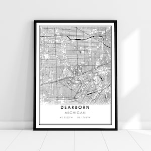 Dearborn map print poster canvas | Michigan map print poster canvas | Dearborn city map print poster canvas