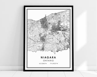 Niagara Ontario map print poster canvas | Niagara Ontario map print poster canvas | Niagara Ontario city map print poster canvas