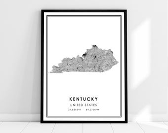 Kentucky map print poster canvas |  United States map print poster canvas | Kentucky city map print poster canvas