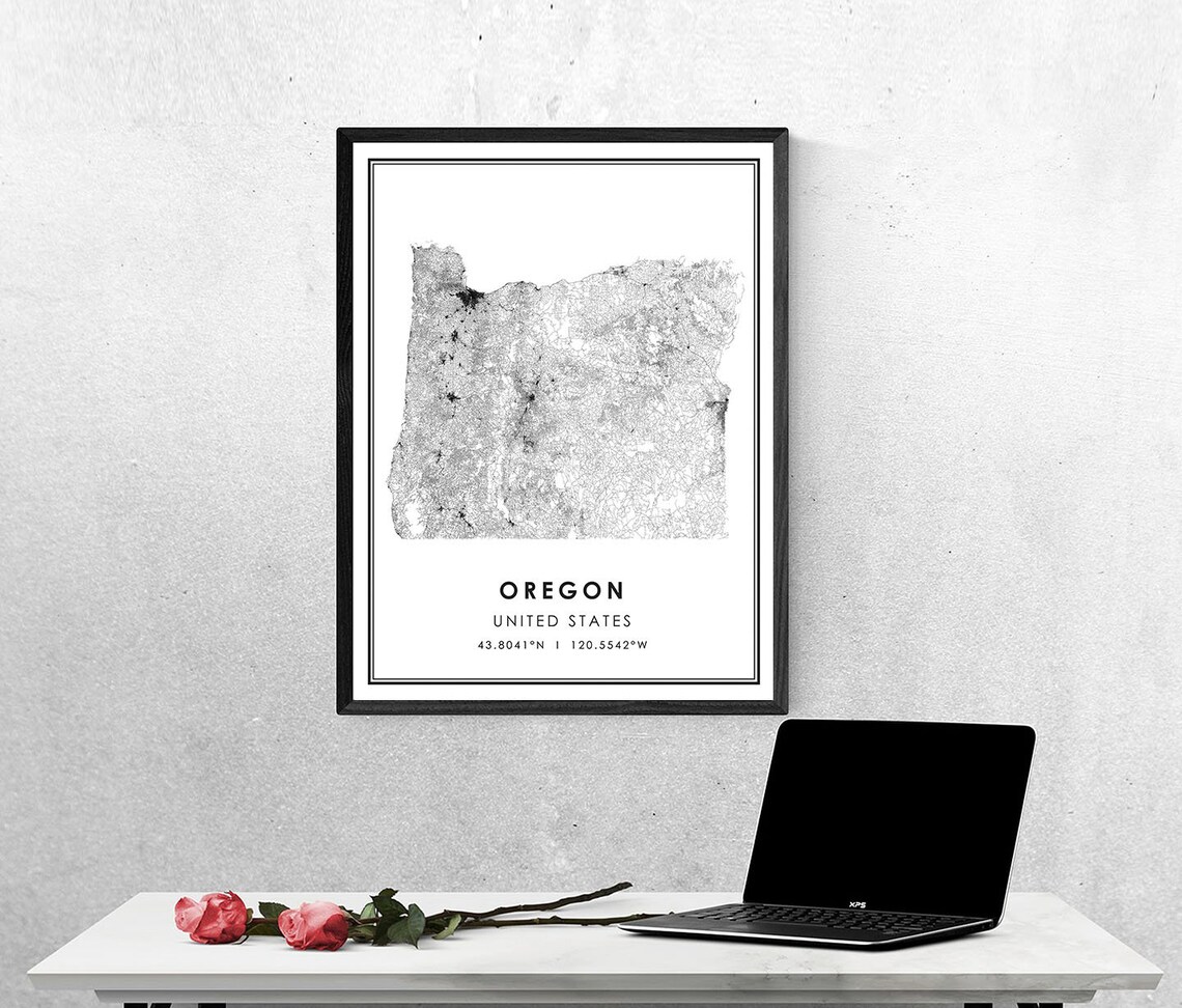 Oregon State US United States map print poster canvas Oregon Etsy