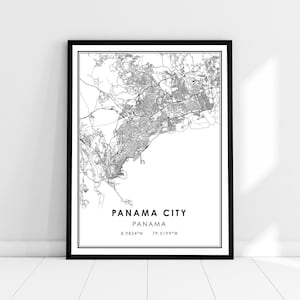 Panama City map print poster canvas | Panama map print poster canvas | Panama City road map print poster canvas