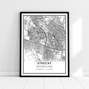 Carte d’Utrecht imprimer poster canvas | Carte des Pays-Bas imprimer poster canvas | Carte de la ville d’Utrecht imprimer poster canvas