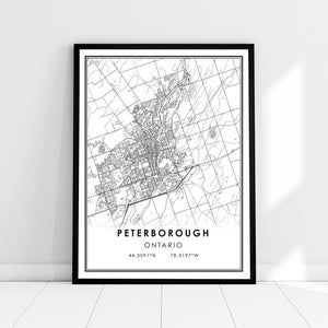 Peterborough map print poster canvas | Ontario map print poster canvas | Peterborough city map print poster canvas