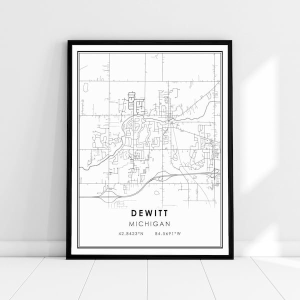 DeWitt Michigan map print poster canvas | Michigan DeWitt  map print poster canvas | DeWitt Michigan city map print poster canvas