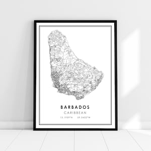 Barbados map print poster canvas | Caribbean map print poster canvas | Barbados city map print poster canvas