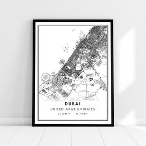 Dubai map print poster canvas | United Arab Emirates map print poster canvas | Dubai city map print poster canvas
