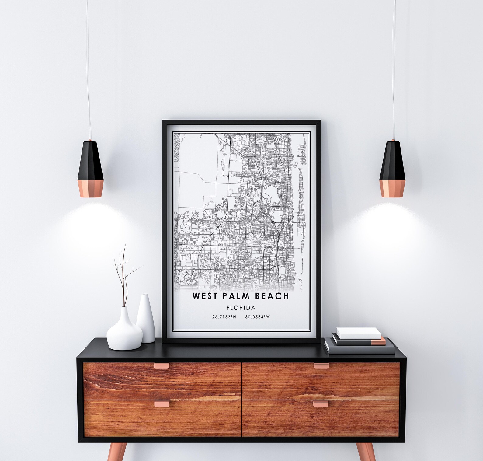 West Palm Beach Map Print Poster Canvas | Florida Map Print Poster ...