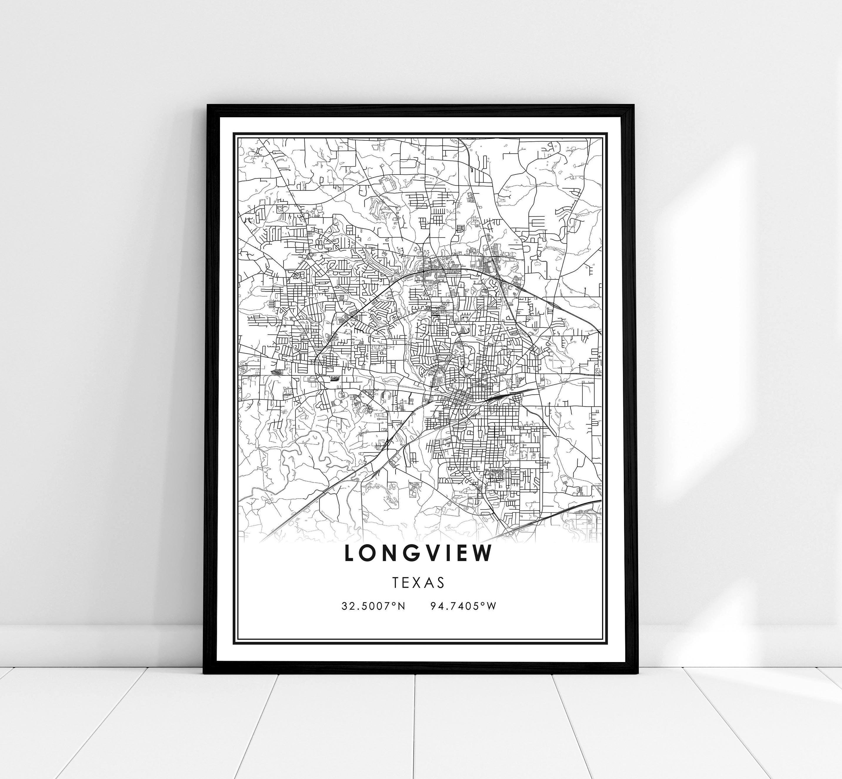 Longview Map Print Poster Canvas Texas Map Print Poster - Etsy