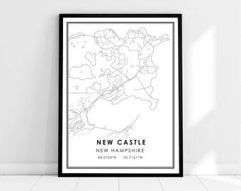 New Castle map print poster canvas | New Castle Street map | New Hampshire city map print poster canvas