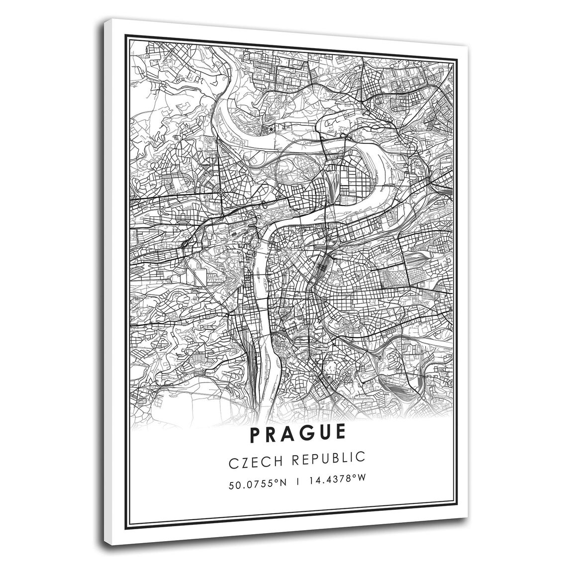 Prague map print poster canvas Prague city map print poster | Etsy