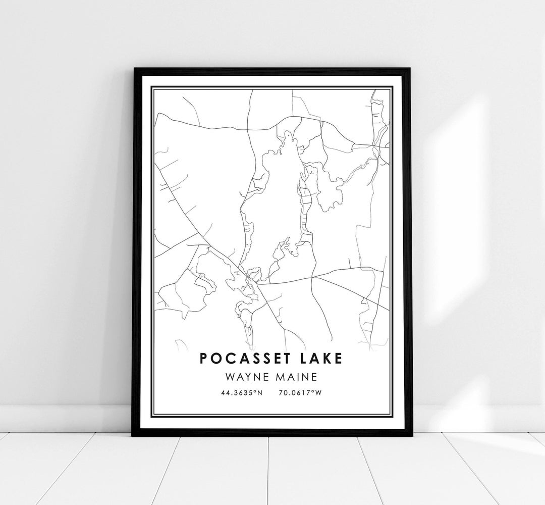 Pocasset Lake Map Print Poster Canvas Wayne Maine Map Print Poster