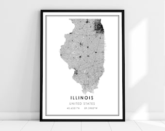 Illinois United States map print poster canvas | Illinois United States road map print poster canvas